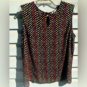 Kasper| Kasper  colorful sleeveless polka-dot blouse size L
